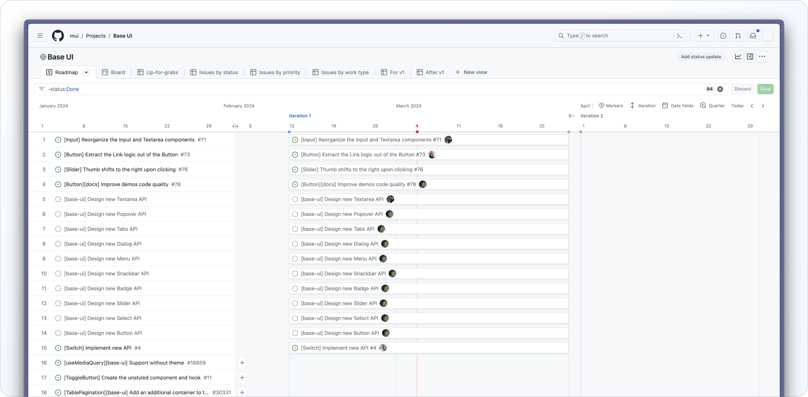 A screenshot of the public MUI Base GitHub project.